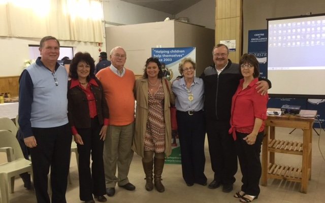 At the Recycle Swop Shop Awareness Day in Stanford are (left to right) Johan van Taak (Overstrand Municipality - Solid Waste Manager: Planning), Councillor Riana De Coning (Ward 2), Coouncillor Dudley Coetzee (Ward 11),  Charmaine Beukes (Marketing Manager:  White Shark Projects), Executive Mayor Nicolette Botha-Guthrie, Francois Myburgh (Overstrand Municipality - Area Manager:  Gansbaai) and Petronella Ferreira (Overstrand Municipality - Area Manager:  Stanford)